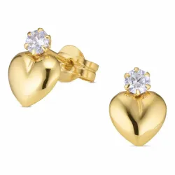 hart oorsteker in 9 karaat goud met zirkoon - Gold Collection
