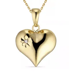 hart zirkoon ketting in verguld sterlingzilver met hanger in 9 karaat goud - Amoré