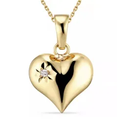 hart zirkoon ketting in verguld sterlingzilver met hanger in 9 karaat goud - Amoré