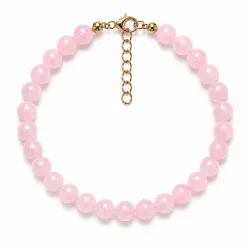 roze kwarts armband in verguld staal - AURA