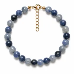 blauwe aventurijn armband in verguld staal - AURA