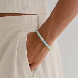 waterproof bloem blauwe bangle in verguld staal - OCEANA