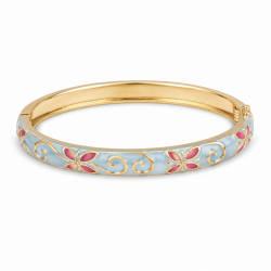 waterproof bloem lichtblauwe bangle in verguld staal - OCEANA