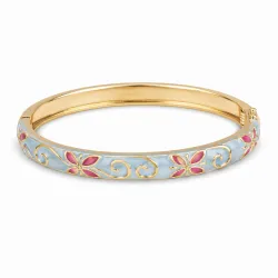 waterproof bloem lichtblauwe bangle in verguld staal - OCEANA