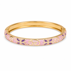 waterproof bloem roze bangle in verguld staal - OCEANA