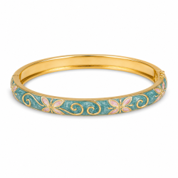 waterproof bloem lichtblauwe bangle in verguld staal - OCEANA