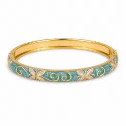 waterproof bloem lichtblauwe bangle in verguld staal - OCEANA