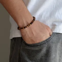tijgeroog armband in nylon met verstelbaar koord