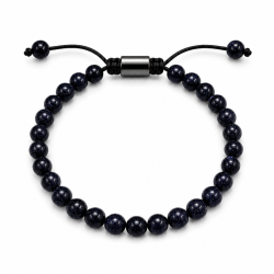 blauwe goldstone armband in nylon met verstelbaar koord