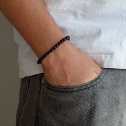 blauwe goldstone armband in nylon met verstelbaar koord