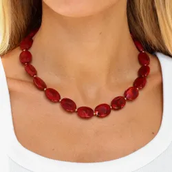 acryl ketting in verguld staal - AURA