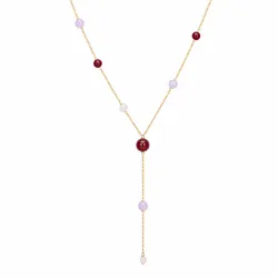 agaat Y-ketting in verguld staal - AURA