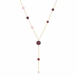 donkerrood Y-ketting in verguld staal - AURA