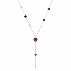 granaat Y-ketting in verguld staal - AURA