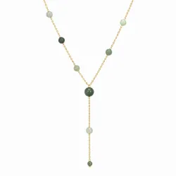 jadesteen Y-ketting in verguld staal - AURA