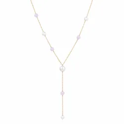 witte Y-ketting in verguld staal - AURA