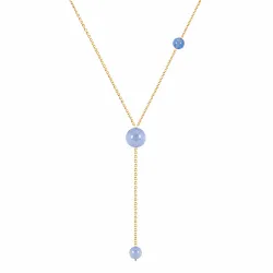 blauwe aventurijn Y-ketting in verguld staal - AURA