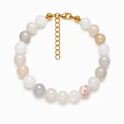 witte mosagaat armband in verguld staal - AURA