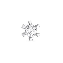 1 x 0,15 ct diamant solitaire oorbel in 14 karaat witgoud met diamant 