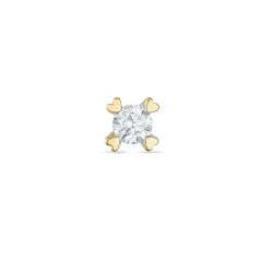 1 x 0,08 ct diamant solitaire oorbel in 14 karaat goud met diamant 