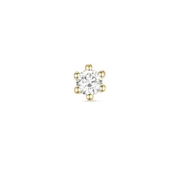 1 x 0,08 ct diamant solitaire oorbel in 14 karaat goud met diamant 
