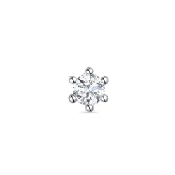 1 x 0,11 ct diamant solitaire oorbel in 14 karaat witgoud met diamant 