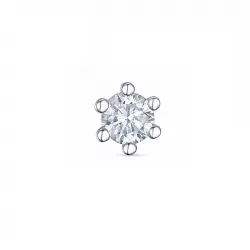 1 x 0,15 ct diamant solitaire oorbel in 14 karaat witgoud met diamant 