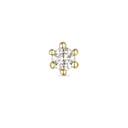 1 x 0,03 ct solitaire oorbel in 14 karaat goud met diamant