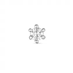 1 x 0,03 ct solitaire oorbel in 14 karaat witgoud met diamant 