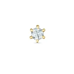 1 x 0,03 ct solitaire oorbel in 14 karaat goud met diamant 