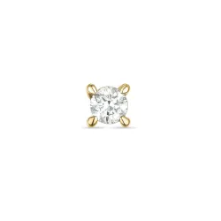 1 x 0,03 ct solitaire oorbel in 14 karaat goud met diamant 