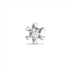 1 x 0,04 ct solitaire oorbel in 14 karaat witgoud met diamant 
