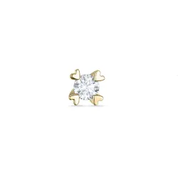 1 x 0,04 ct solitaire oorbel in 14 karaat goud met diamant 