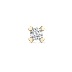 1 x 0,07 ct diamant solitaire oorbel in 14 karaat goud met diamant 