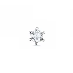 1 x 0,06 ct diamant solitaire oorbel in 14 karaat witgoud met diamant 