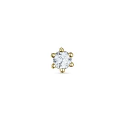 1 x 0,05 ct solitaire oorbel in 14 karaat goud met diamant 