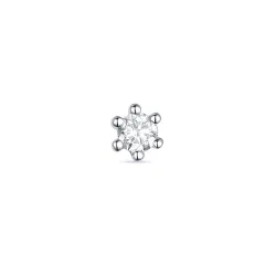 1 x 0,05 ct solitaire oorbel in 14 karaat witgoud met diamant 