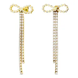 waterproof strikje zirkoon ketting oorbellen in verguld staal - OCEANA