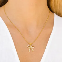 waterproof strikje zirkoon ketting in verguld staal - OCEANA