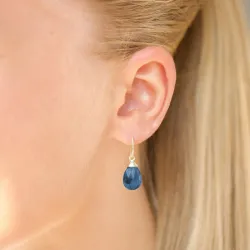 oorbellen in 9 karaat goud met donkerblauw kristal