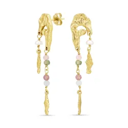 multikleurige oorbellen in verguld zilver