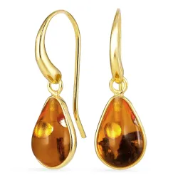 synthetisch barnsteen oorbellen in verguld zilver - Loom Stones