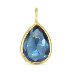 druppel donkerblauw kristal hanger in verguld sterlingzilver