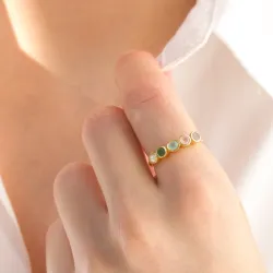 veelkleurig ring in verguld sterlingzilver