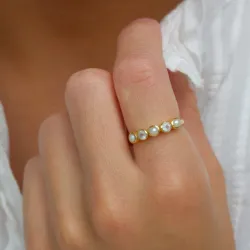 parel ring in verguld sterlingzilver - Bubbly Twist