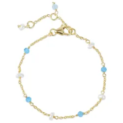 blauwe caledoniet armband in verguld sterlingzilver - Loom Stones