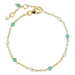 groen onyx armband in verguld sterlingzilver  x 4 mm
