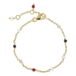veelkleurig steen armband in verguld sterlingzilver  x 4 mm  - Loom Stones