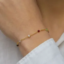 veelkleurig steen armband in verguld sterlingzilver  x 4 mm  - Loom Stones