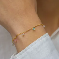 steen armband in verguld sterlingzilver  x   - Loom Stones